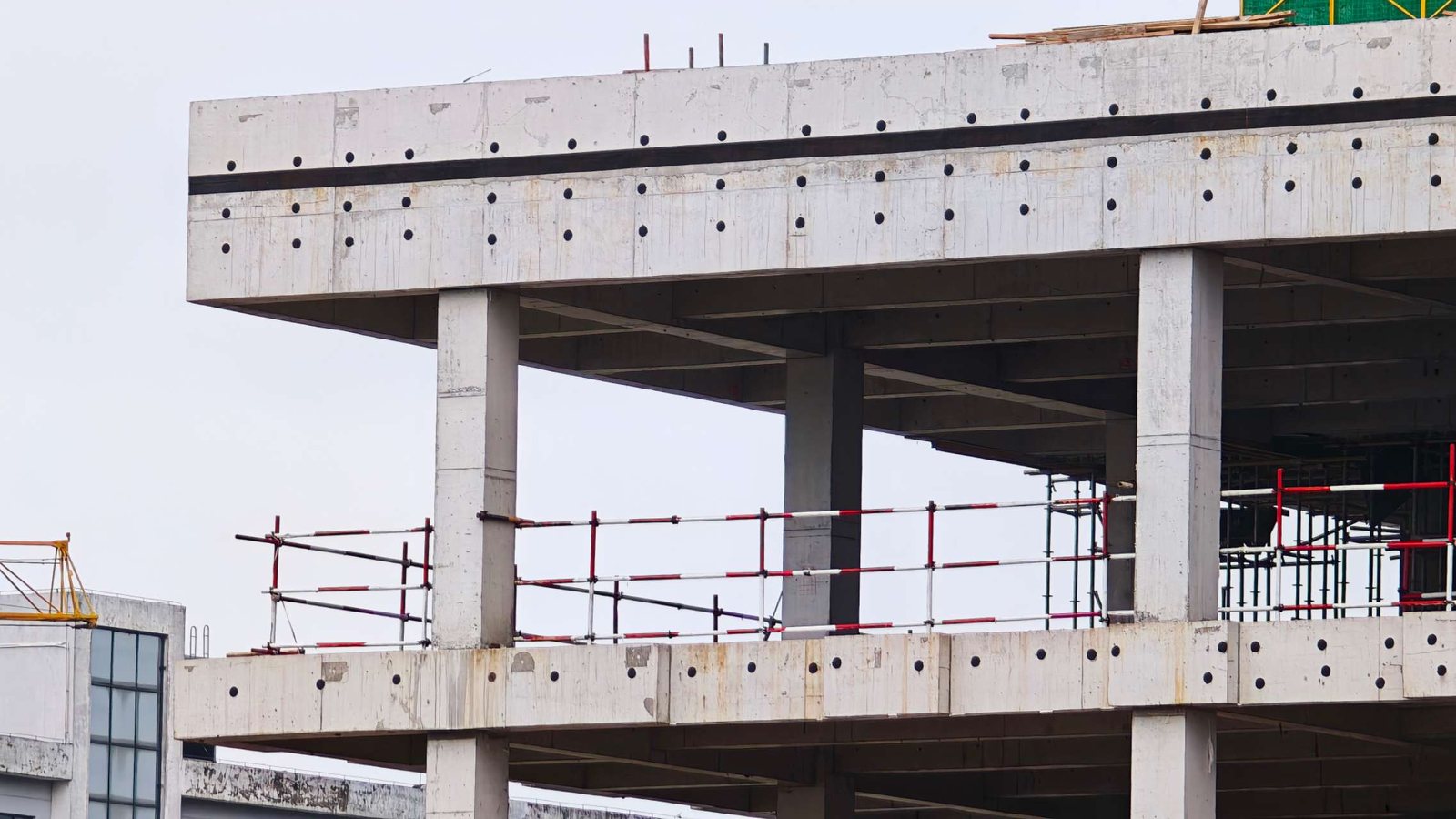 Construction site with column holes